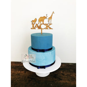 Custom Safari Animal Acrylic Cake Topper - Aston Blue
