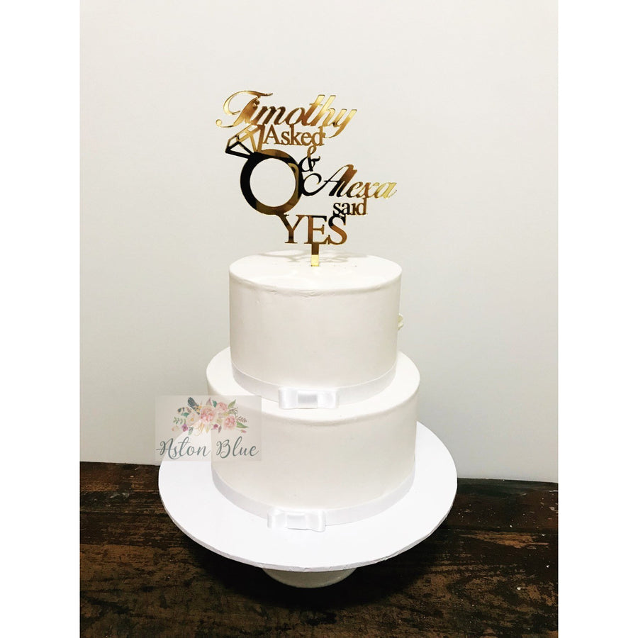 She Said Yes Cake Topper - Aston Blue