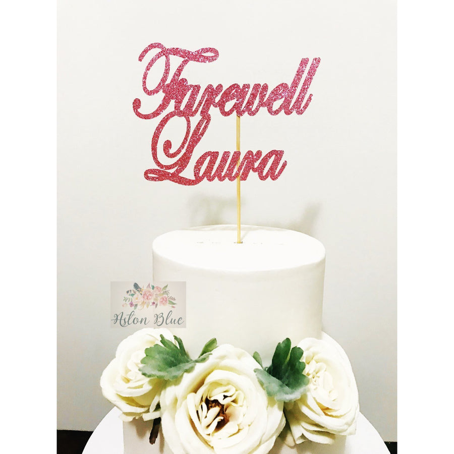 Personalised Farewell Acrylic Cake Topper - Aston Blue