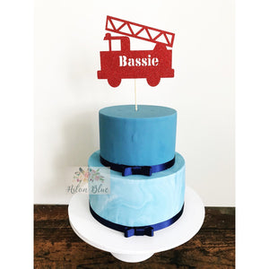 Fire Truck Acrylic  Cake Topper - Aston Blue