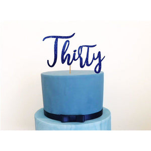 Thirty Acrylic Cake Topper - Aston Blue