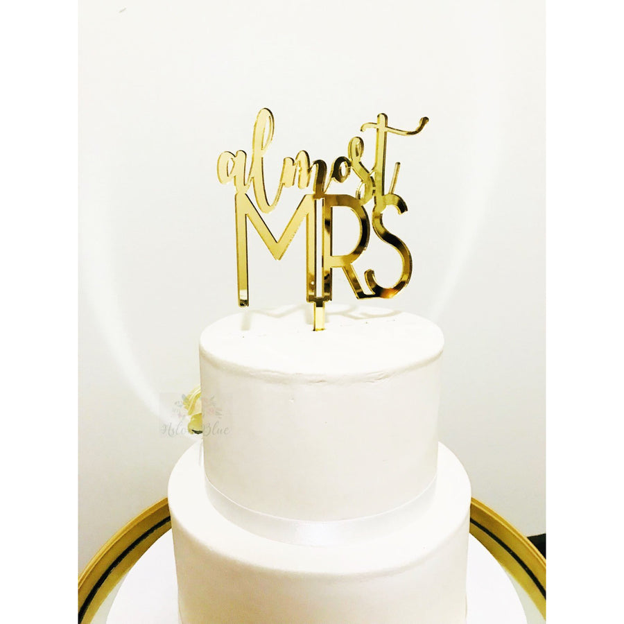 Almost Mrs Acrylic Cake Topper - Aston Blue