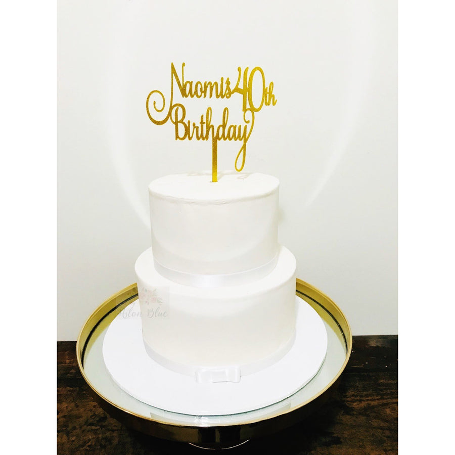Forty Acrylic Cake Topper - Aston Blue