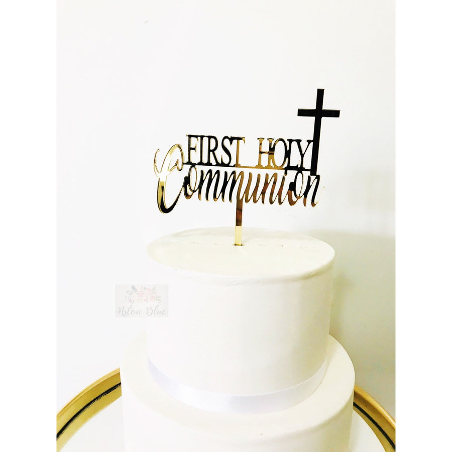 First Holy Communion Acrylic Cake Topper - Aston Blue