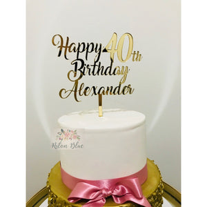 Forty Acrylic Cake Topper - Aston Blue