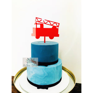 Fire Truck Acrylic  Cake Topper - Aston Blue