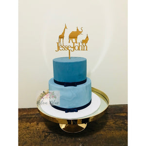 Custom Safari Animal Acrylic Cake Topper - Aston Blue