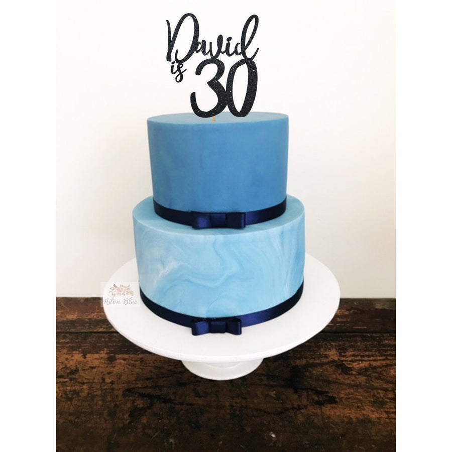 Personalised Thirty Acrylic Cake Topper - Aston Blue