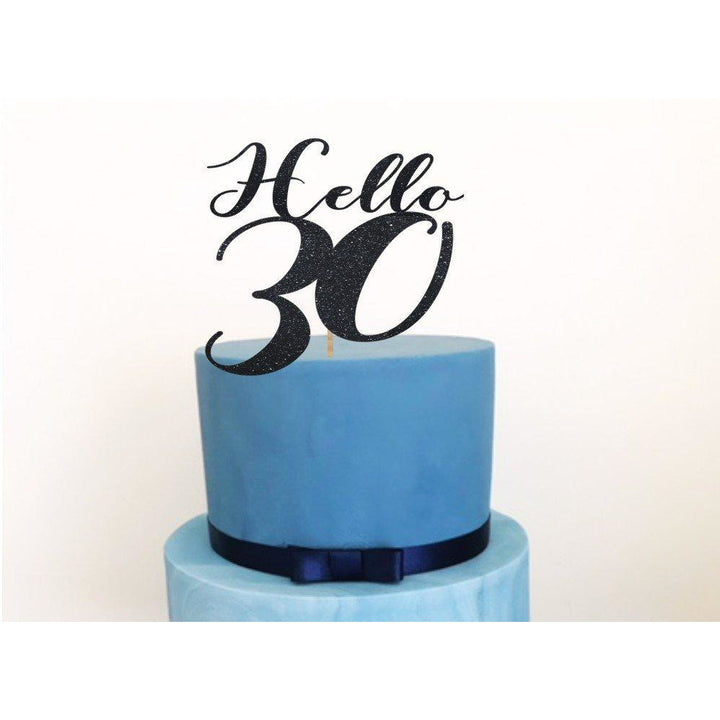 Hello Thirty Acrylic Cake Topper - Aston Blue