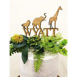 Custom Safari Animal Acrylic Cake Topper - Aston Blue