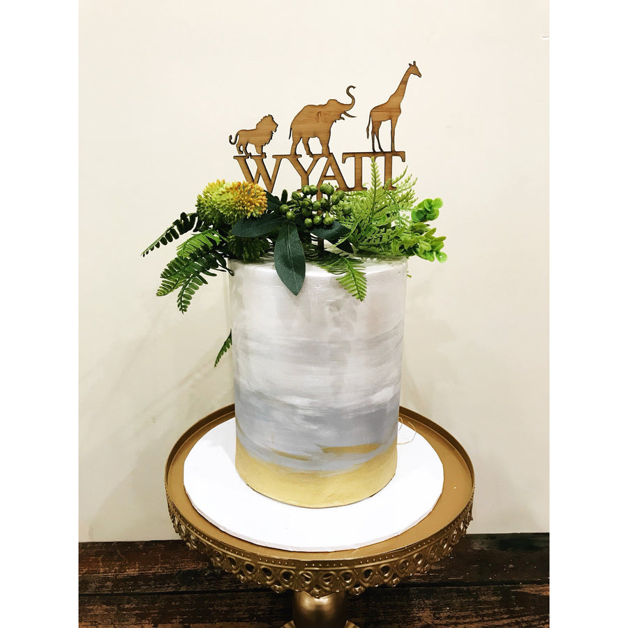 Custom Safari Animal Acrylic Cake Topper - Aston Blue