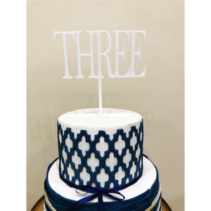 Custom Three Cake Topper - Aston Blue