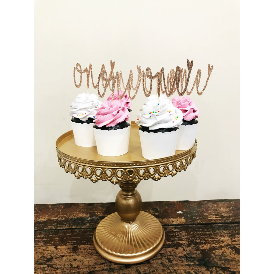 6 x One Cupcake Toppers - Aston Blue