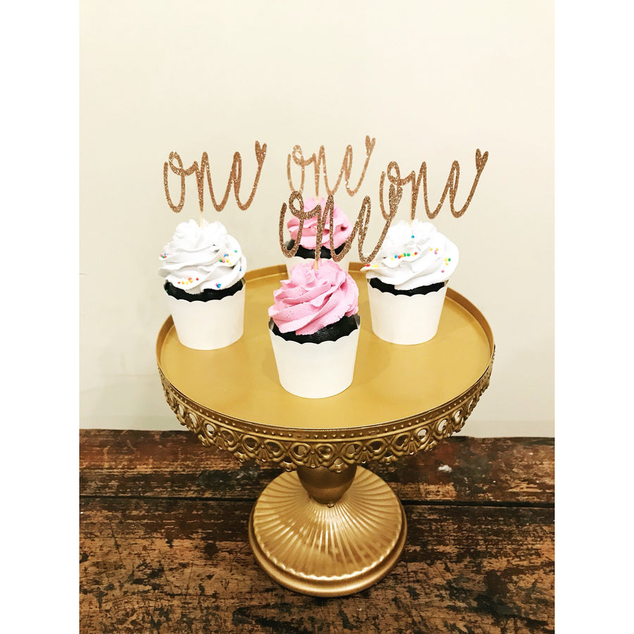 6 x One Cupcake Toppers - Aston Blue