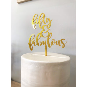 Fifty and Fabulous Cake Topper - Aston Blue