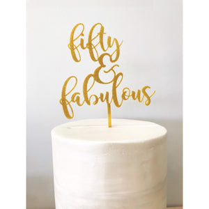 Fifty and Fabulous Cake Topper - Aston Blue
