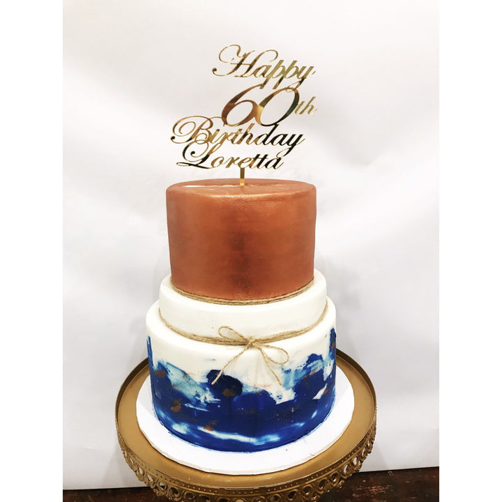 Personalised Sixty Acrylic Cake Topper - Aston Blue