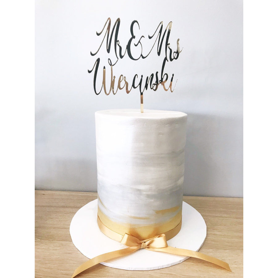 Mr and Mrs Cake Topper - Aston Blue