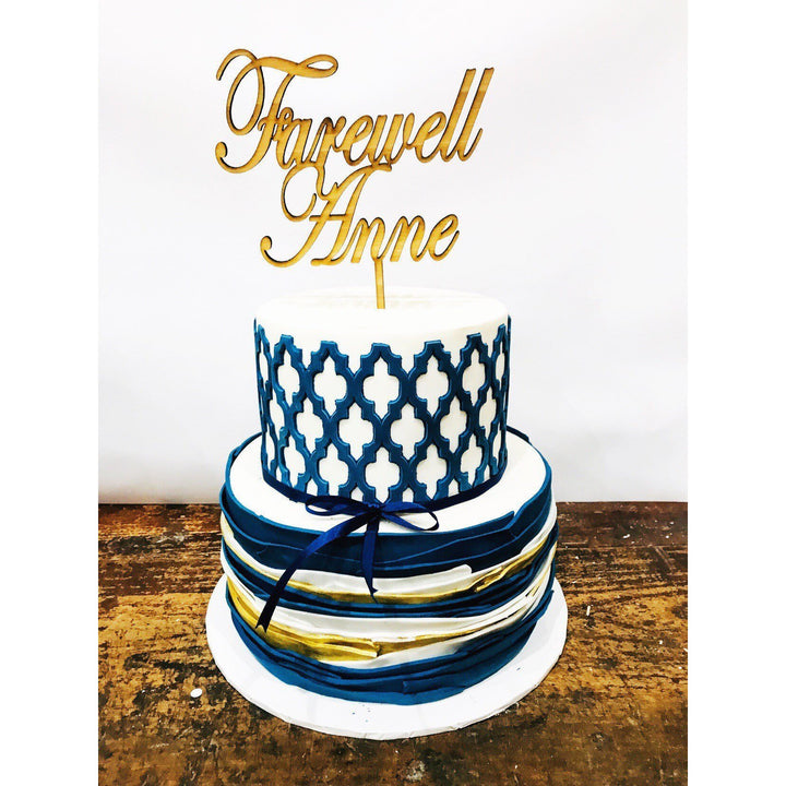 Personalised Farewell Acrylic Cake Topper - Aston Blue