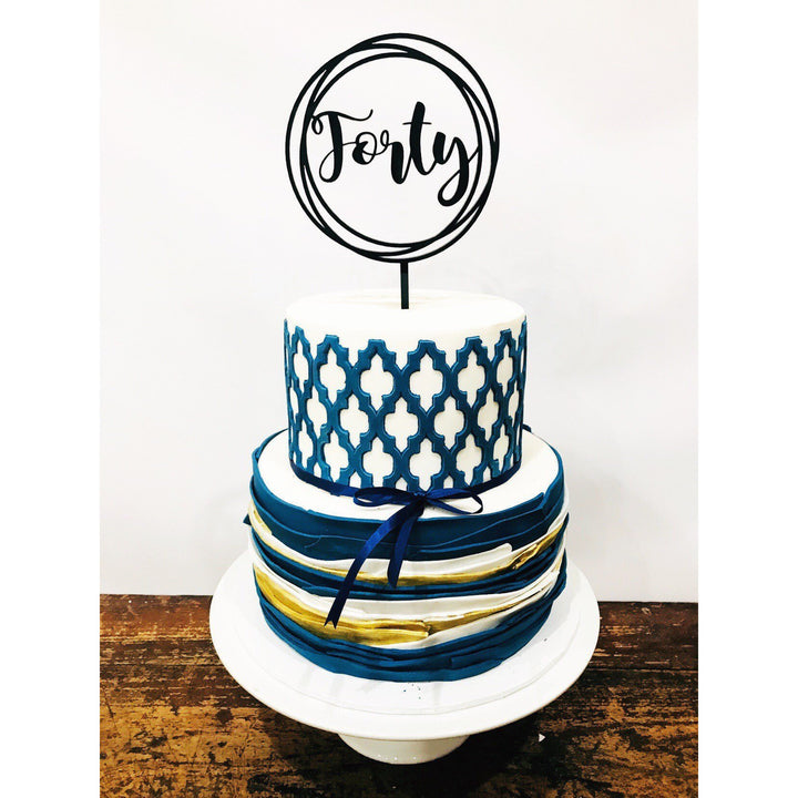Forty Cake Topper - Aston Blue