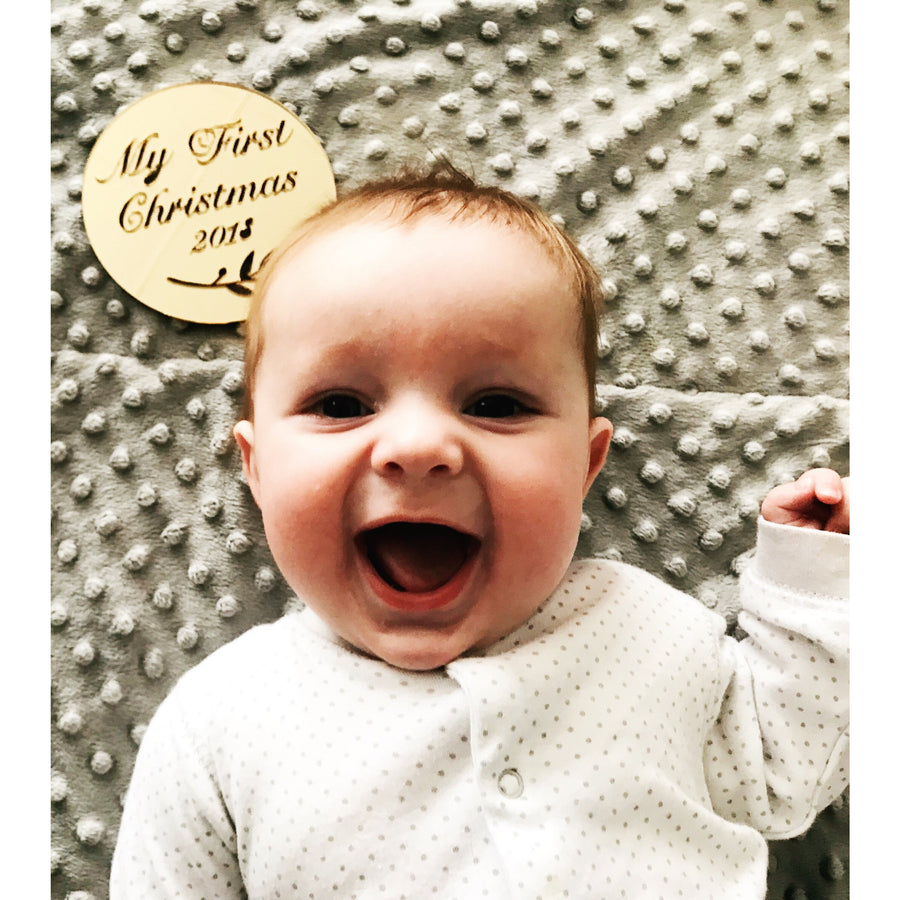 My First Christmas Plaque - Aston Blue