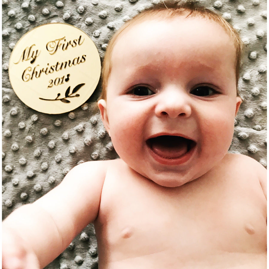 My First Christmas Plaque - Aston Blue