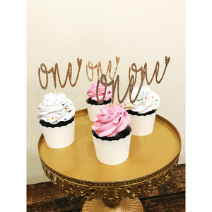 6 x One Cupcake Toppers - Aston Blue