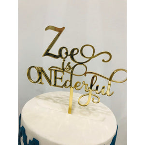 Onederful Acrylic Cake Topper - Aston Blue