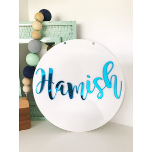 Round Name Plaque - Aston Blue