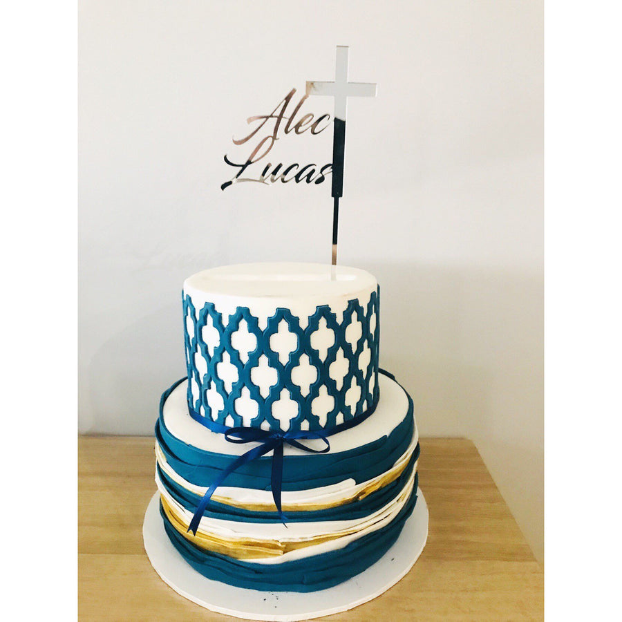 Custom Baptism Acrylic Cake Topper - Aston Blue