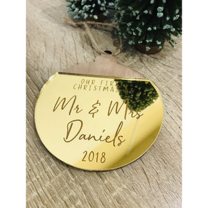Our First Christmas as Mr and Mrs Ornament - Aston Blue