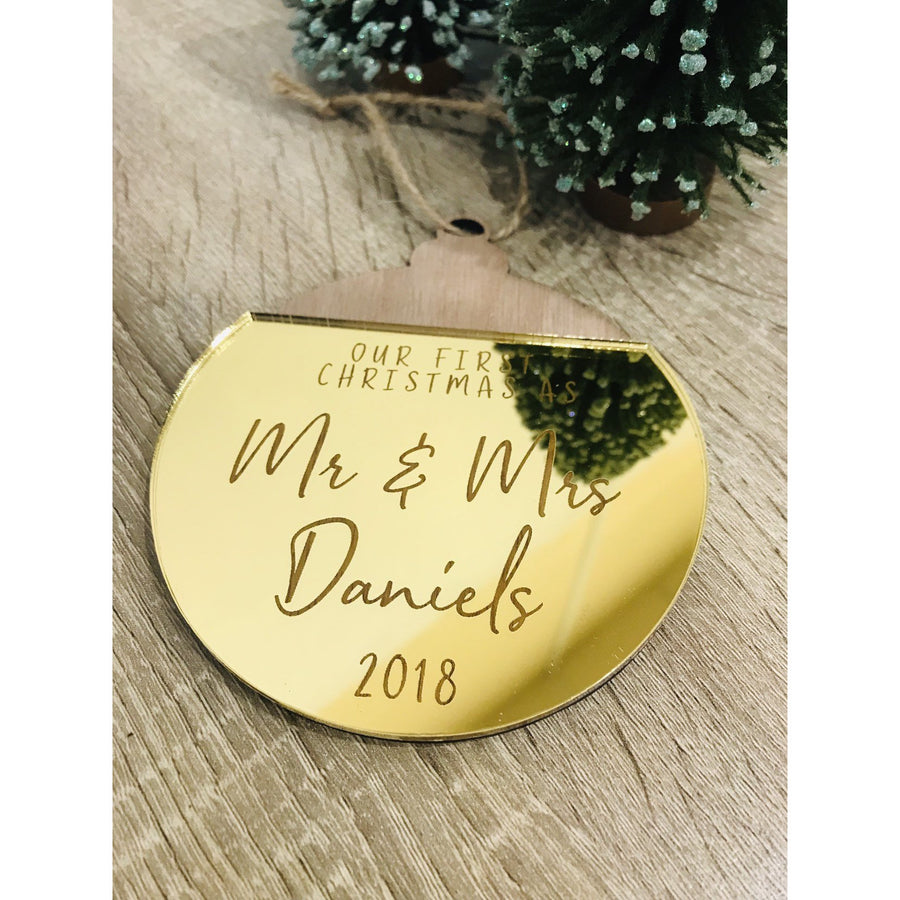 Our First Christmas as Mr and Mrs Ornament - Aston Blue