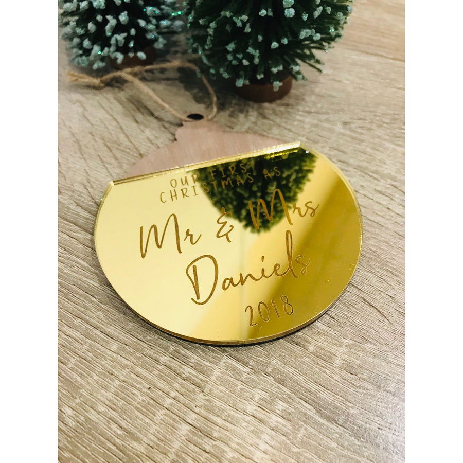 Our First Christmas as Mr and Mrs Ornament - Aston Blue