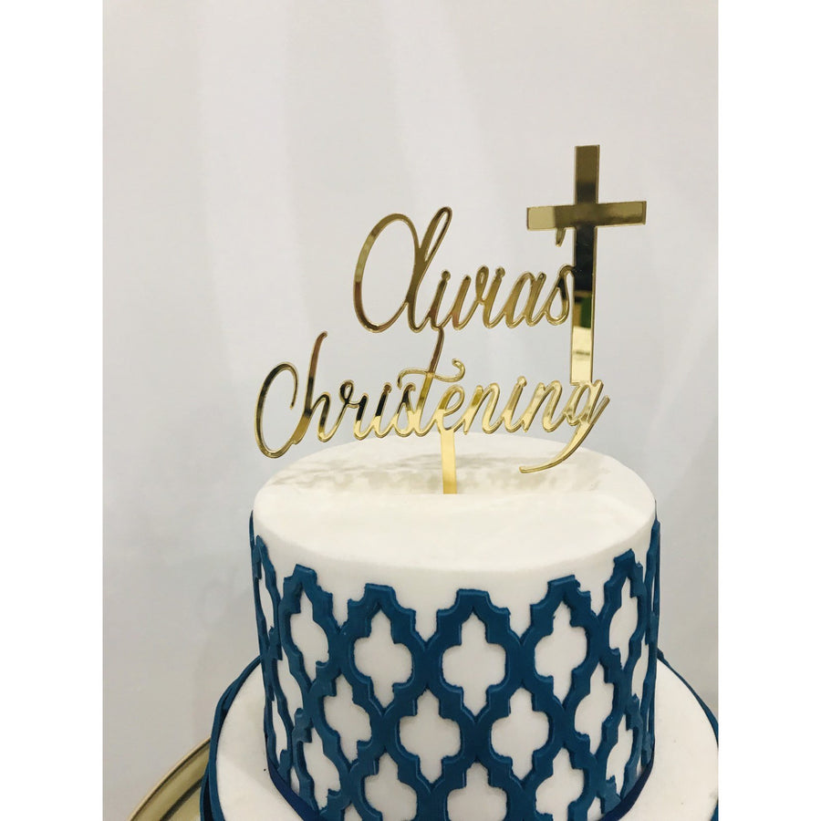 Christening Cake Topper - Aston Blue