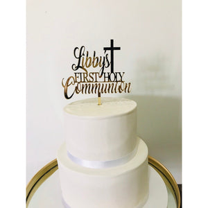 Personalised First Holy Communion Acrylic Cake Topper - Aston Blue