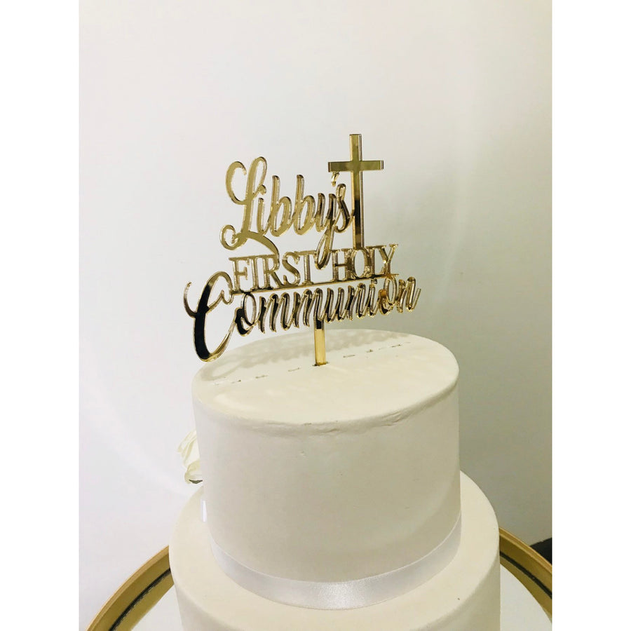 Personalised First Holy Communion Acrylic Cake Topper - Aston Blue