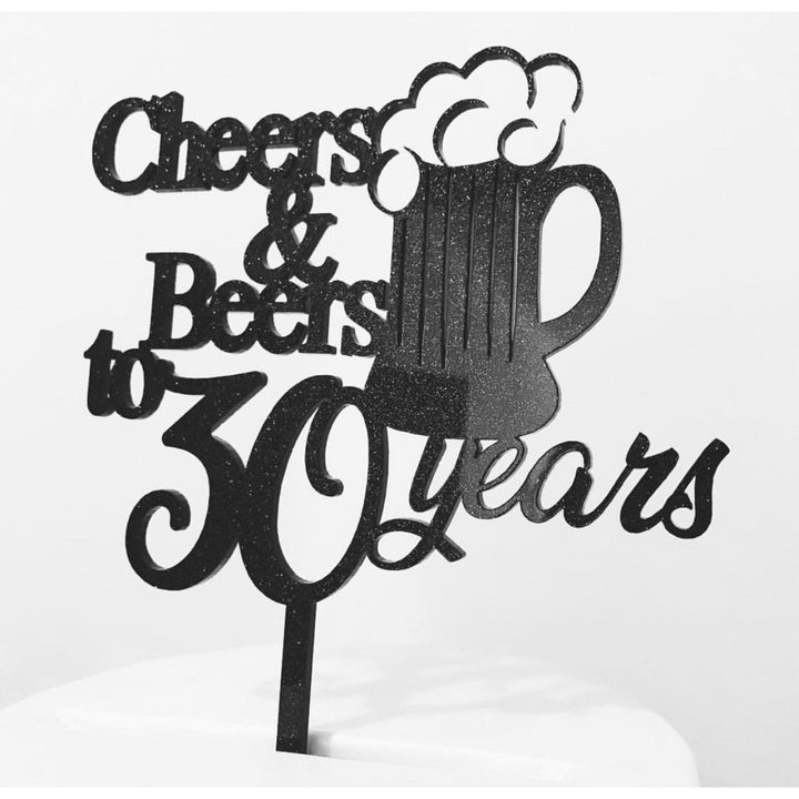 Cheers and Beers to 30 years Cake Topper - Aston Blue