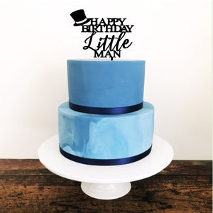Little Man Acrylic Cake Topper - Aston Blue