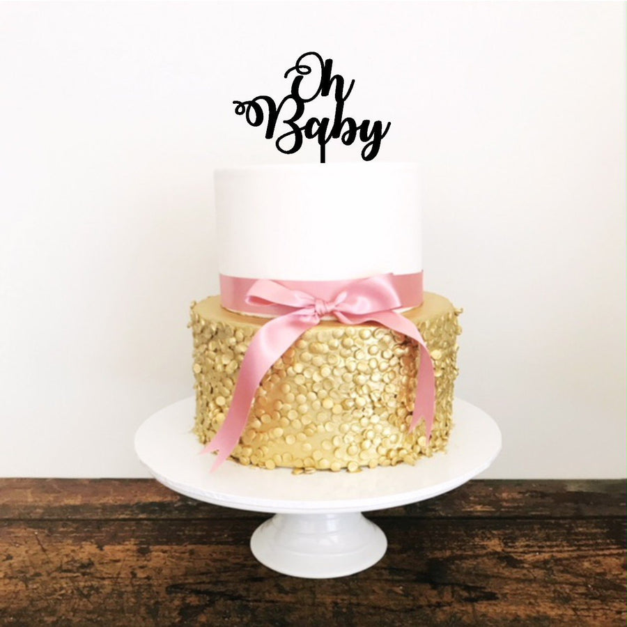 Oh Baby Acrylic Cake Topper - Aston Blue