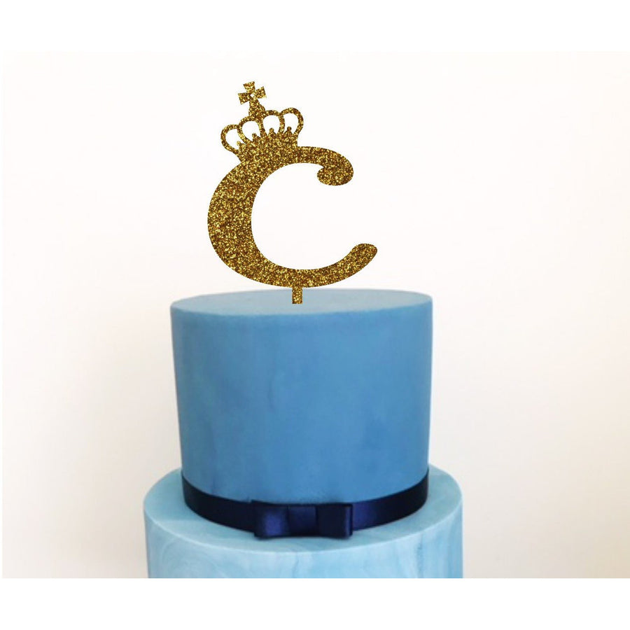 Personalised Crown Acrylic Cake Topper - Aston Blue