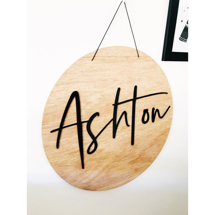 Personalised Round Name Plaque - Aston Blue