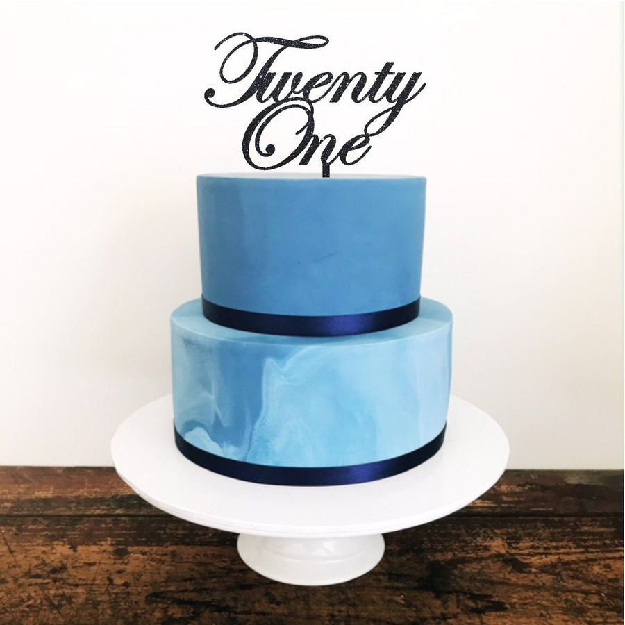 Twenty One Acrylic Cake Topper - Aston Blue
