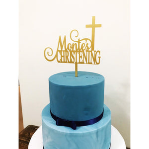 Custom Acrylic Christening Cake Topper - Aston Blue