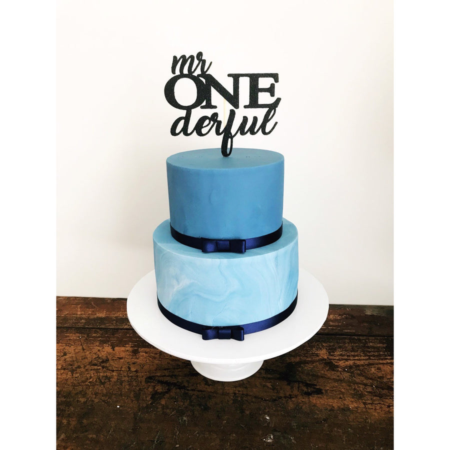 Mr One derful  Cake Topper - Aston Blue