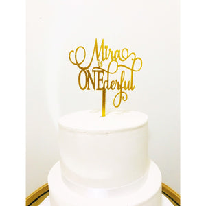 Onederful Acrylic Cake Topper - Aston Blue