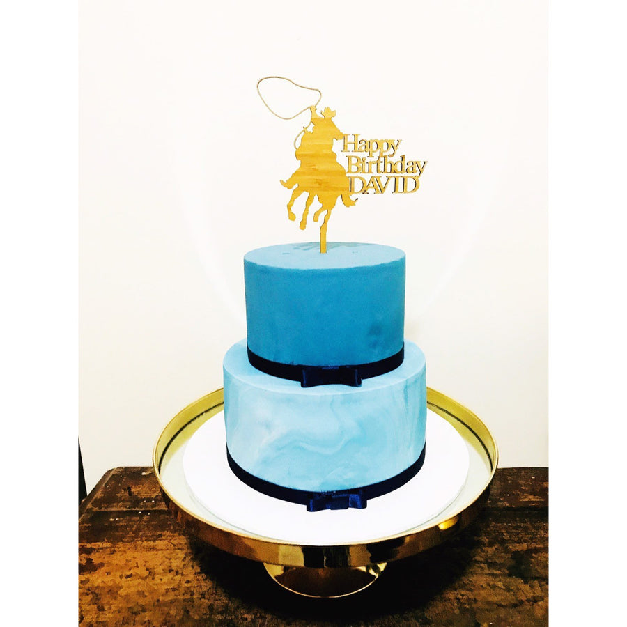Cowboy Acrylic Cake Topper - Aston Blue