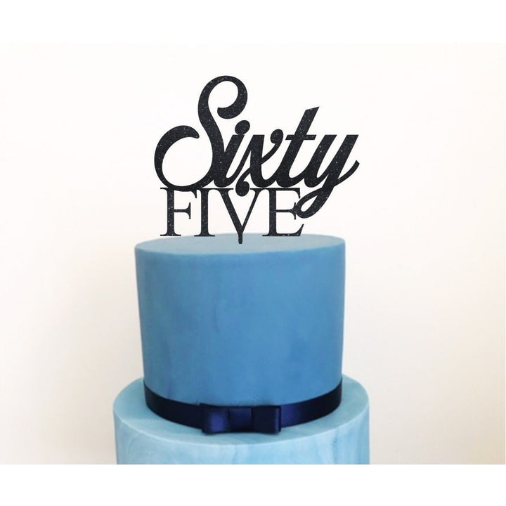 Sixty Five Acrylic Cake Topper - Aston Blue