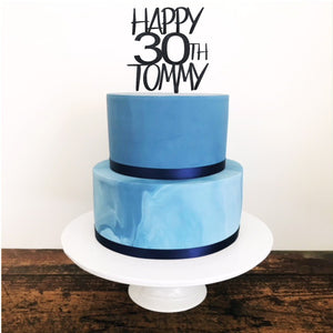 Personalised 30th Acrylic Cake Topper - Aston Blue