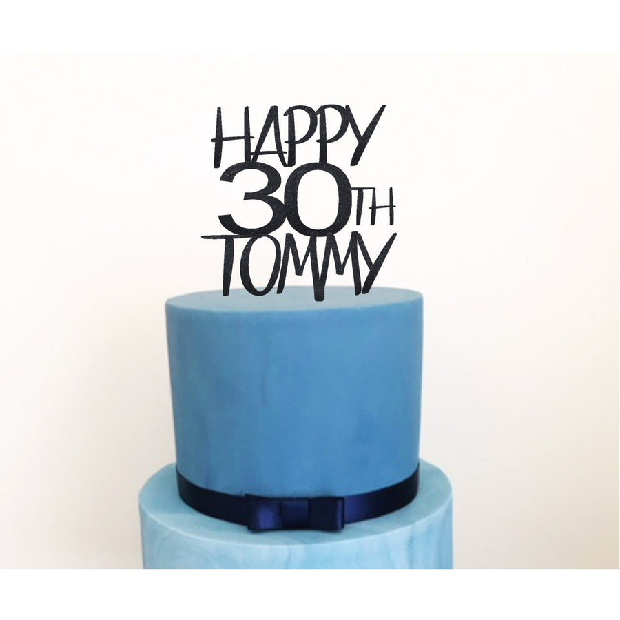 Personalised 30th Acrylic Cake Topper - Aston Blue