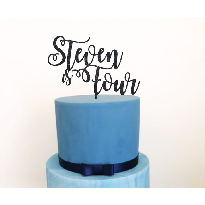 Four Acrylic Cake Topper - Aston Blue
